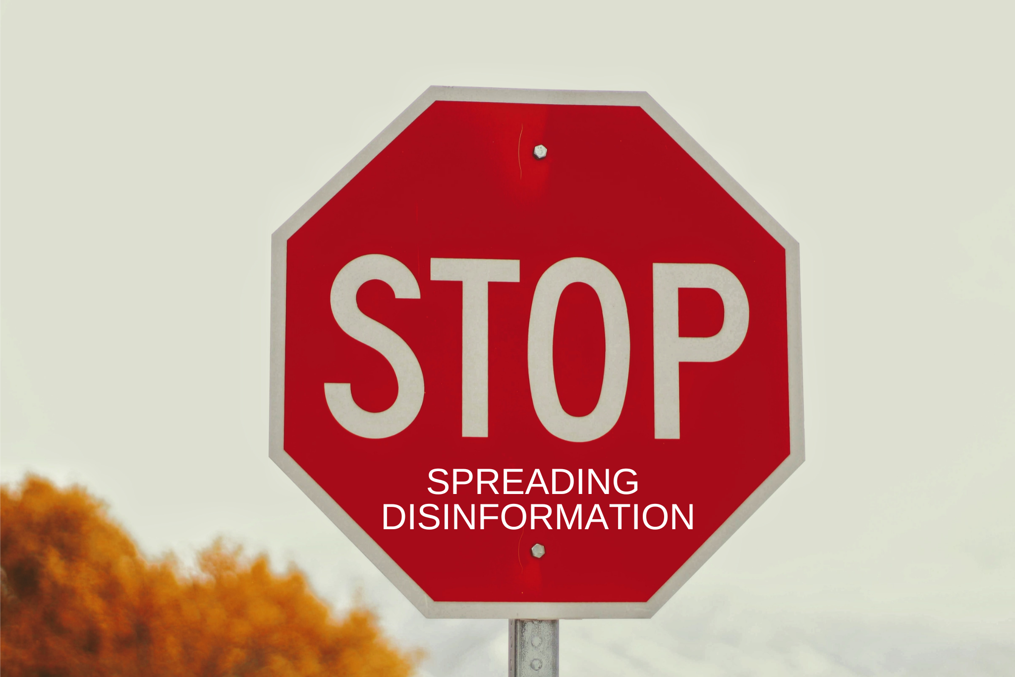 Stop sign reads "Stop spreading disinformation"